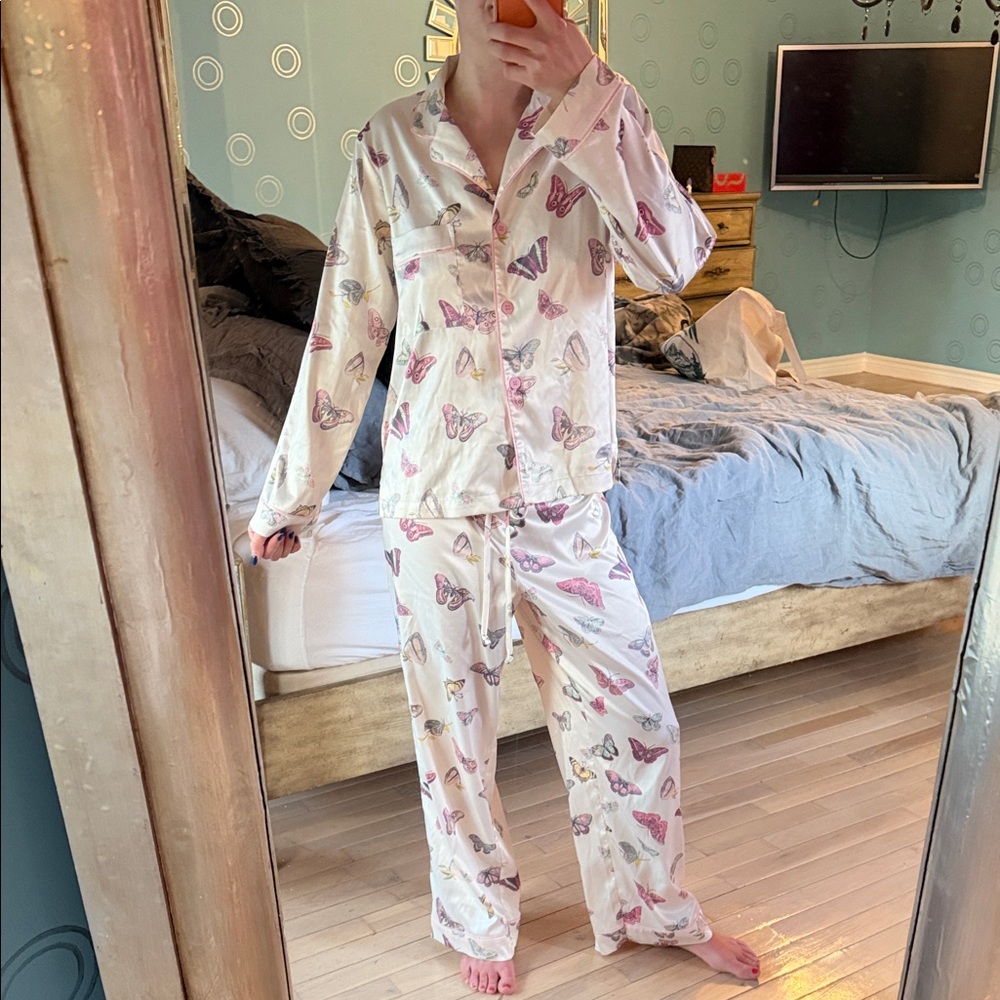 Generation Love Butterfly Pajama Set in Cream and Pink